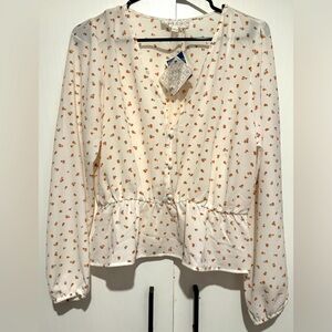 Hippie Rose Button Down Peplum Floral Shirt